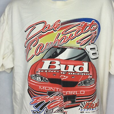 #ad Dale Earnhardt Jr T shirt SZ XL #8 Burn Out Wear White Vintage Chevy Budweiser