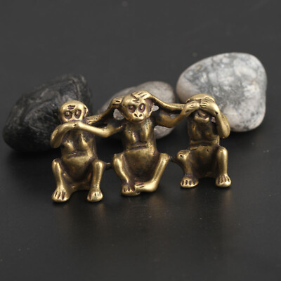 #ad Chinese Antique Collectible Bronze Zodiac Three not Monkey statue Pendants