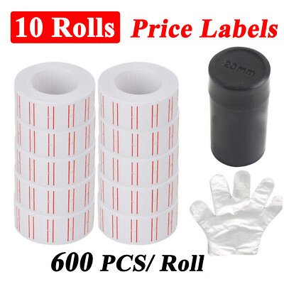 #ad 10 Rolls 6000pcs Price Labels Gun Paper Tag Sticker White Red Line For MX 5500