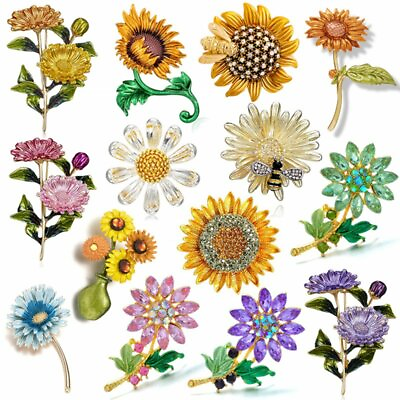 #ad Rhinestone Crystal Daisy Sunflower Plant Bouquet Enamel Brooch Pin Party Women
