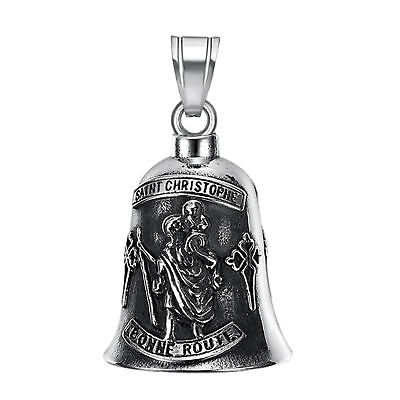 #ad St. Christopher Guardian Bell Motorcycle Lucky Bell Stainless Steel Ride Bell