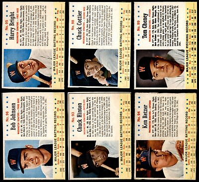 #ad 1963 Post Cereal Washington Senators Near Team Set 5 EX 6 8 cards