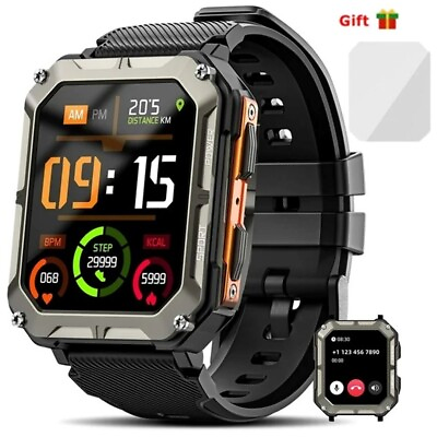 #ad Military Smart Watch Men Answer Make Calls BP HR Monitor Fitness Tracker Watch