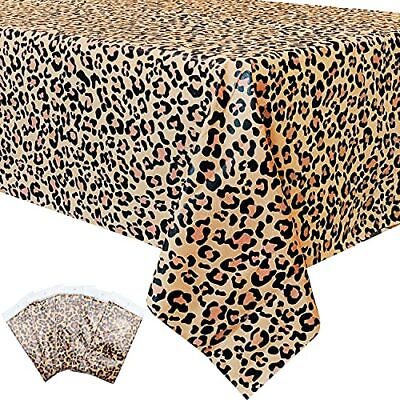 #ad 5Pcs Leopard Table Covers 54quot; X 108quot; Animal Safari Theme Print Tablecloth L...