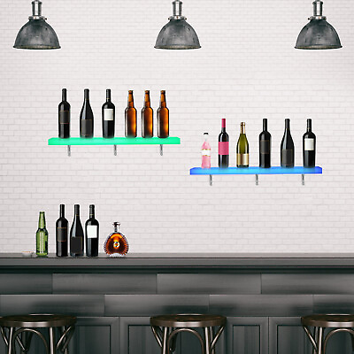 #ad 32quot; LED Lighted Liquor Bottle Display Shelf Back Bar Bottle Display Stand 2Pcs