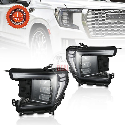 #ad #ad Front LED Headlight Leftamp;Right Side RHLH For 2021 2023 GMC Yukon XL SLE SLT