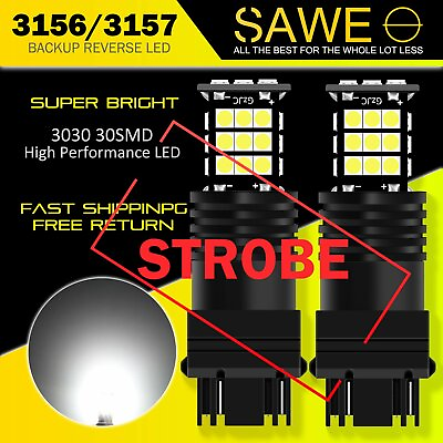 #ad #ad 2 x SAWE Bright White Strobe 3156 3157 3030 30SMD LED Backup Reverse Light Bulbs
