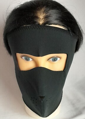 #ad ZAN Headgear Black Full Face Mask Motorcycle Snowboarding Ski ATV Neoprene