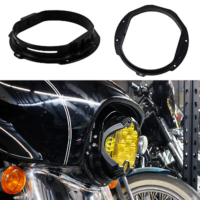 #ad 7.0quot; Black LED Headlight Bracket Ring for Harley Street Glide FLHT FLHTK 2014 23