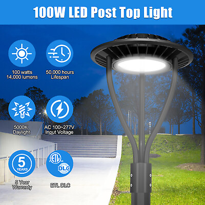 #ad 100W Circular LED Post Top Light Outdoor Garden Parking Lot Area Street Lighting