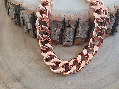 #ad Pure Solid Copper Bracelet Arthritis Cuban Chain Curb Link Rider 11 mm Bracelet