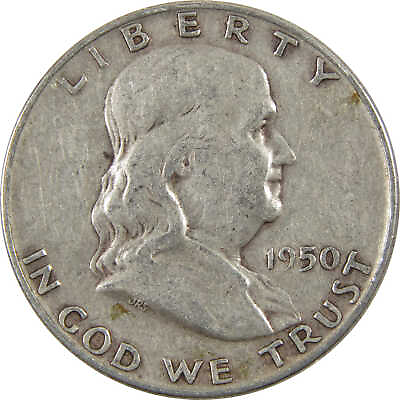 #ad 1950 D Franklin Half Dollar AG About Good 90% Silver 50c Coin