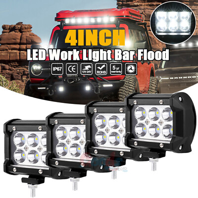 #ad 4x 4quot; LED Work Light Bar Spot Pods Fog Lamp Offroad Driving Truck SUV ATV