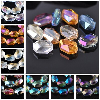 #ad 10pcs 18x12mm Oval Faceted Crystal Glass Loose Crafts Beads for Jewelry Making