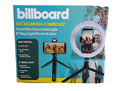 #ad #ad NEW Billboard Social Media Combo Kit Travel Size Tripod w Light amp; 8quot; Ring Light