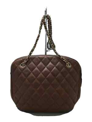 #ad CHANEL Matrasse Chain 1990 OLD Shoulder bag Leather Brown Kaku thread Use feelin