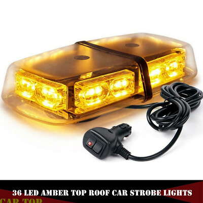 36 LED Flashing Warning Emergency LED Lights Roof Top Amber Yellow Car Light 12V