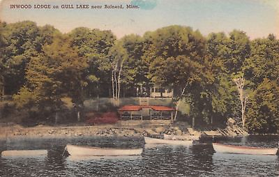 #ad Brainerd Minnesota Gull Lake Inwood Lodge Waterfront Beach House 1930s Handcolor