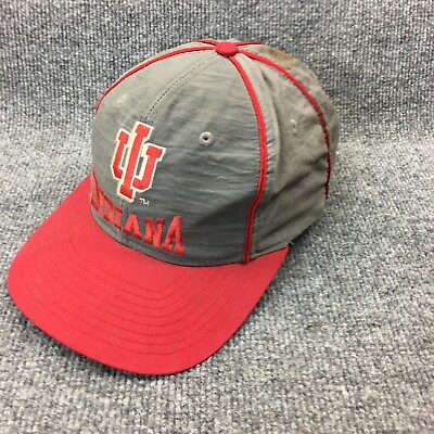 #ad Vintage Indiana Hoosiers Hat Cap Snap Back Mens NCAA College Gray Red Front Row