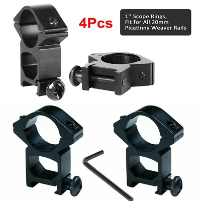 #ad #ad 2 Pairs High Profile 1quot; Scope Ring See Through Laser Light Mount for Picatinny