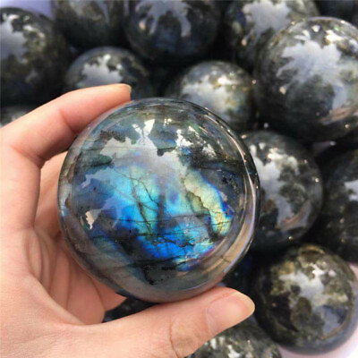 #ad 60mm Natural Labradorite Quartz Sphere Crystal Ball Rainbow Reiki Energy Healing