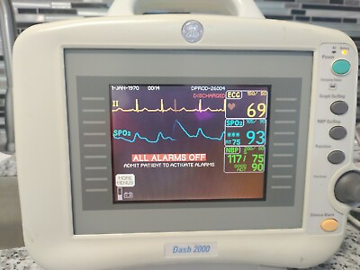#ad GE Patient Monitor Dash 2000 ECG NIBP SPO2 PATIENT READY