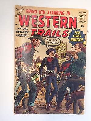 #ad Rare 1957 quot; Western Trails quot; # 1 First Issue Ringo Kid App Atlas Comics Silver A
