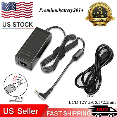 #ad 12V 5A AC DC Power Supply 5 Amp 12 Volt Adapter Charger LCD Screen 5.5*2.5mm P