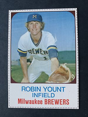 #ad 1975 Hostess #80 Robin Yount Rookie Card RC HOF Brewers Hand Cut All Lines Show