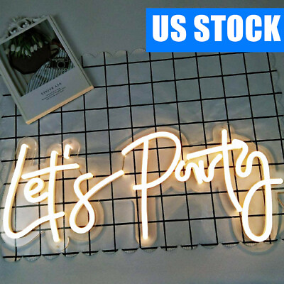 #ad USA LED Neon Sign quot;Let´s Partyquot; Party Sign 23X10inches LED Sign for Wall Decor.