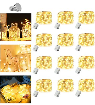 #ad 12 Pack Fairy Lights Battery Operated 3 Speed Mode 12 Extra Batteries for Rep...