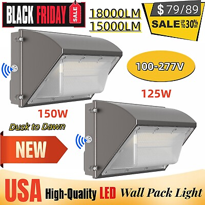 #ad USA Led Wall Pack Light Fixture Outdoor Dusk to Dawn Commercial Industrial 5500K