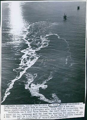 1969 Offshore Crude Union Oil Slick Fissure Santa Barbara Ecology Wirephoto 7X9