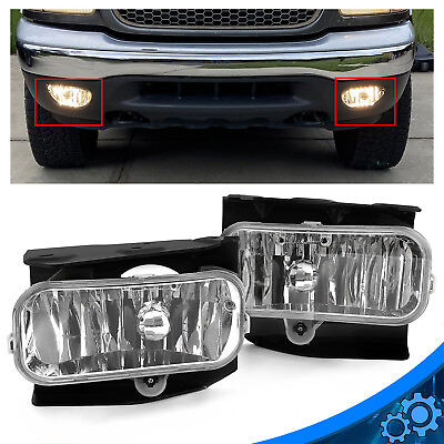#ad Pair Fog Lights Bumper Lamps Clear Lens Halogen For Ford F 150 F 250 1999 2004
