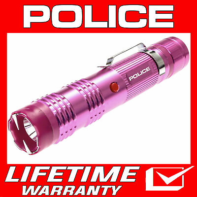 #ad POLICE Stun Gun PINK M12 650 BV Metal Rechargeable With LED Flashlight