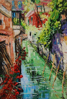 #ad Venice Cove by Elena Bond Mixed Media on Canvas Signed in Paint COA UNFRAMED