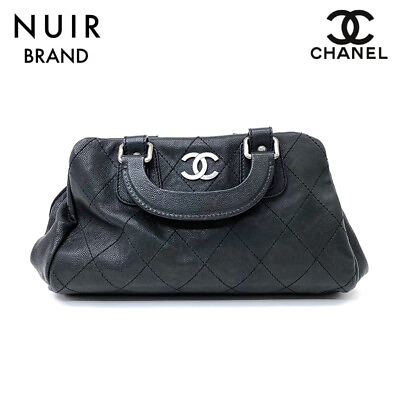 #ad 20 Chanel Handbag Calf Black Ws2511 Used