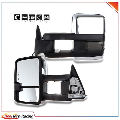 #ad For 88 00 Chevy C K2500 K3500 Truck Pair Power Chrome Signal View Tow Mirrors
