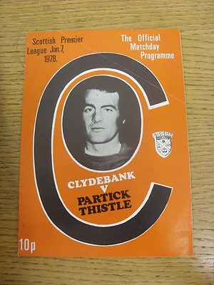 #ad 07 01 1978 Clydebank v Partick Thistle folded corner . Condition: We aspire to