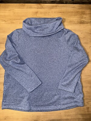 #ad L.L.Bean Turtleneck Sweater Women#x27;s 2X Blue Pullover Long Sleeve W pockets