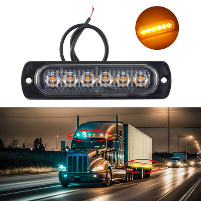 #ad 6SMD 12V 24V Car Truck LED Constant Warning Light Side Marker Grille Lightbar