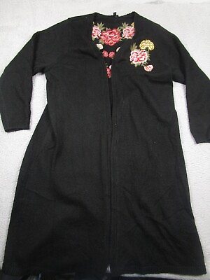 #ad Torrid Sweater Womens 4X Black Cardigan Open Long Floral Knit