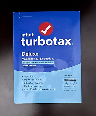 #ad TurboTax Deluxe 2022 Federal amp; State PC MAC Turbo Tax NEW