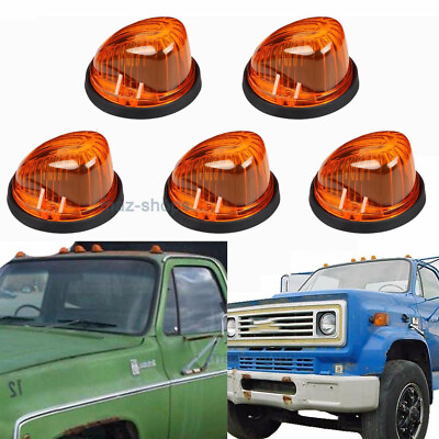 5xClearance Roof Cab Marker Light Amber Cover LensBase For 73 87 GMC K1500 2500