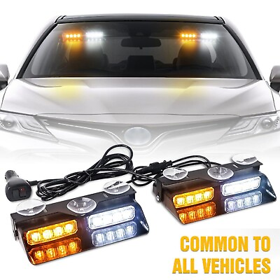 #ad 2 in 1 Emergency Dash Strobe Lights LED Windshield Deck Flashing Vehicles Truck