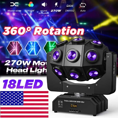 #ad 360° Rotating 18LED 270W Moving Head Stage Light RGBW DMX DJ Disco Beam Lighting