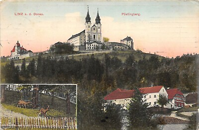 #ad Linz Austria 1908 Postcard Postlinberg Church Posted to San Francisco CA USA