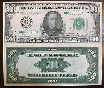 #ad Reproduction 1934 $500 Bill Federal Reserve Note Chicago Currency Copy USA