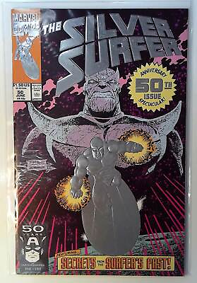 #ad Silver Surfer #50 Marvel 1991 NM 2nd Series Foil Cover 1st Print Comic Book