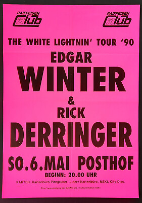 #ad 1992 EDGAR WINTER RICK DERRINGER Concert Poster May 6th Linz Austria